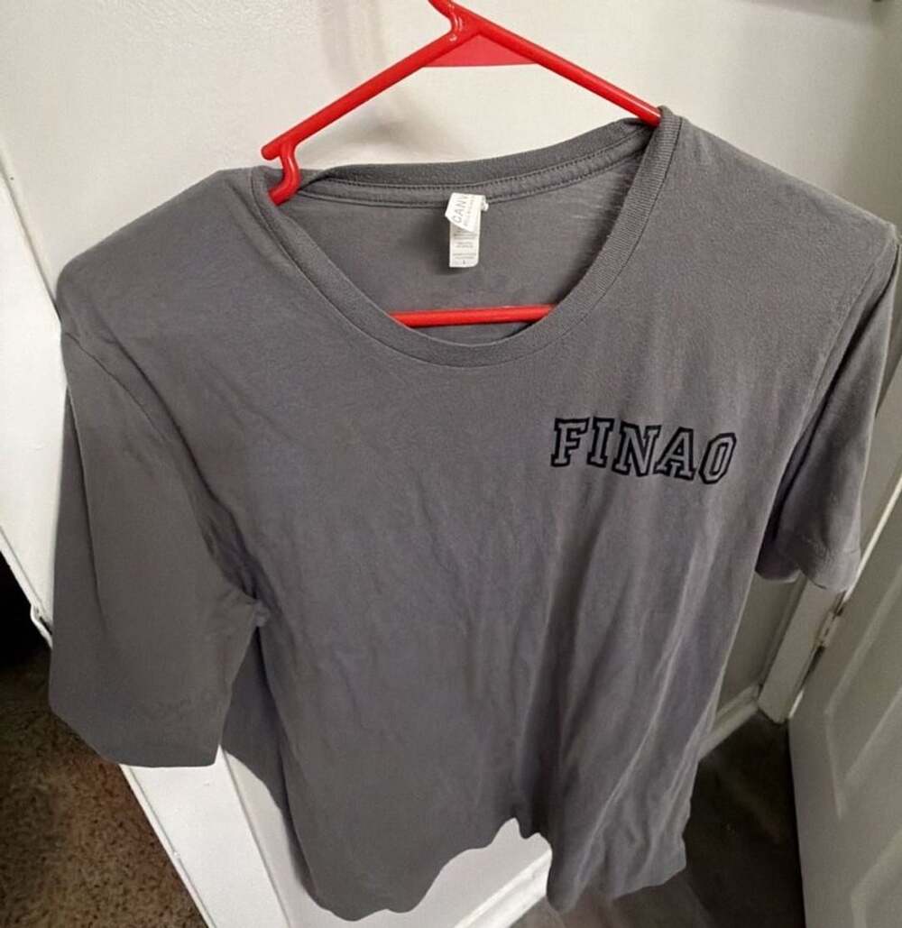 FINAO Fitness Womens T Shirt Large Gray Logo Graphic Bella Canvas Gym Workout